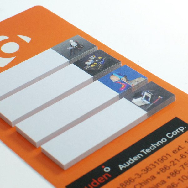 帶背卡式便利貼-4款造型各25張單面彩色印刷-背卡單面彩色印刷上亮膜