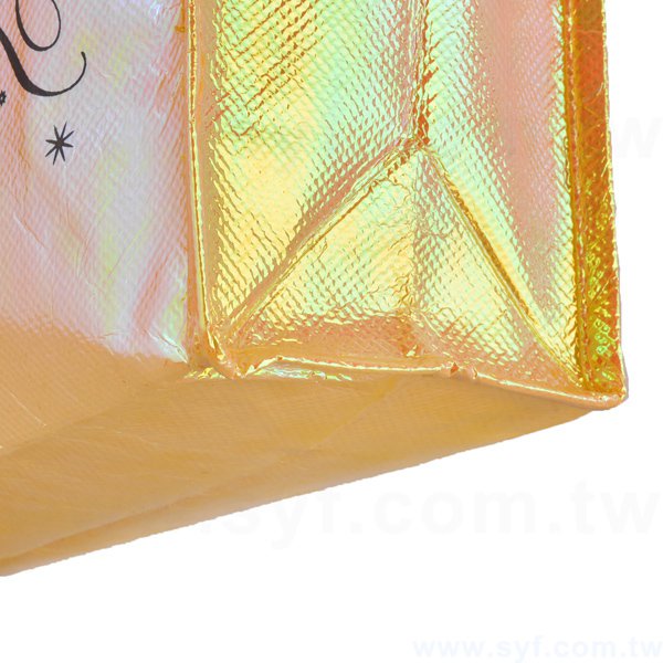 雷射膜立體不織布袋-雙色網版印刷-環保不織布材質