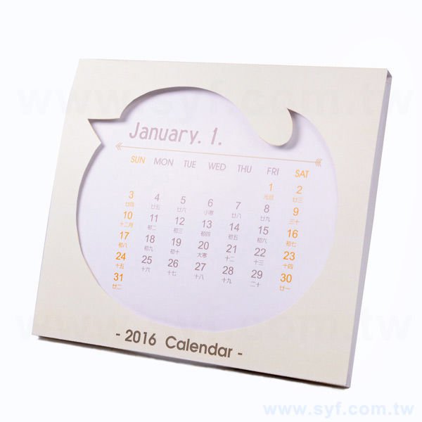 桌曆-霧膜紙盒-單面彩色立式造型桌曆印刷-多款材質月曆卡搭配印刷