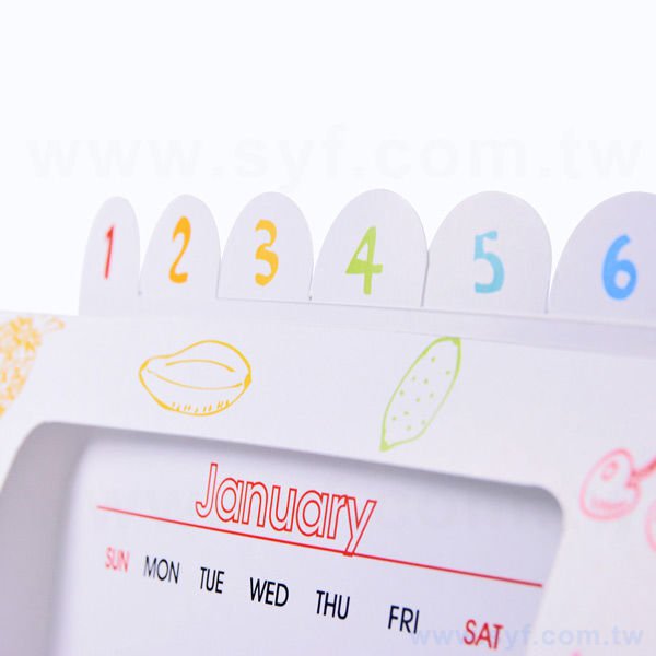 月曆卡座-表面亮膜-相框式彩色月曆印刷-座檯月曆製作