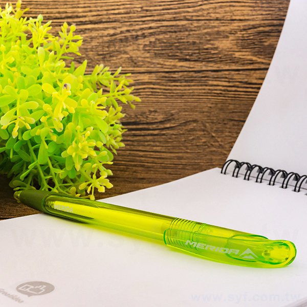 廣告筆-螢光綠色防滑筆管禮品-單色原子筆-採購訂製贈品筆-8555-7