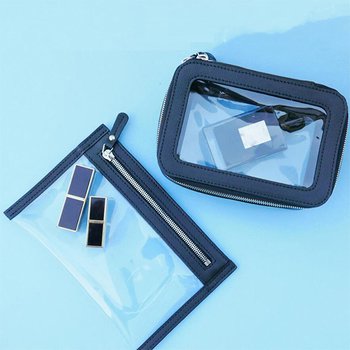 透明拉鍊盥洗包-兩件組PVC+PU皮革化妝包_3