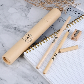 文具組-原木兩切鉛筆-紙桿筆管環保單色筆-削鉛筆器-牛皮紙圓筒包裝-可印LOGO_5