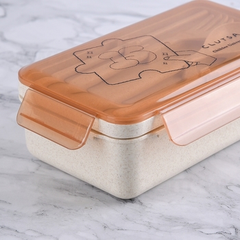 小麥纖維環保餐盒-雙層附叉匙-便攜環保盒-可客製化印刷logo_4