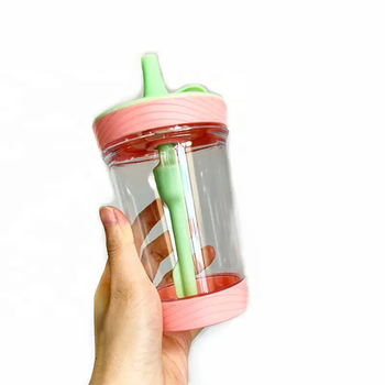 熱銷創意杯- 18oz 塑料防溢帶吸管奶茶杯_0
