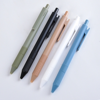 廣告筆-按壓式塑膠筆管廣告筆-菱格紋噴砂原子筆_0