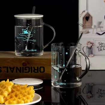 創意星月夜光玻璃杯-咖啡奶茶杯-透明附蓋玻璃杯_0
