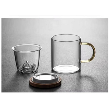 高溫硼矽雙層馬克杯茶水分離玻璃附杯蓋手柄_4