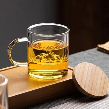 高溫硼矽雙層馬克杯茶水分離玻璃附杯蓋手柄_0