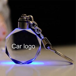 圓角型3D水晶LED燈鑰匙圈-可客製化LOGO印刷