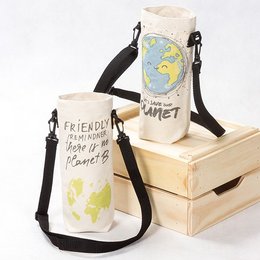 水壺揹袋-本白帆布長揹袋-單面彩色印刷