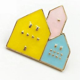 搪瓷鋅合金屬徽章-蝴蝶帽胸章-房屋造型