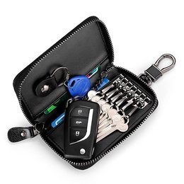 鑰匙包-真皮拉鍊式信用卡鑰匙包-可客製化印刷LOGO