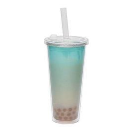 700ml珍珠奶茶雙層塑膠杯-附粗吸管