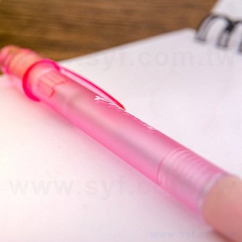 52AA-0079-廣告筆-透明粉色防滑筆管廣告筆-單色原子筆-工廠客製化印刷贈品筆