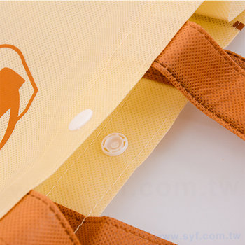 56AA-1078-環保手提袋-單面雙色網版印刷加塑膠釦-多款不織布顏色推薦-工廠客製化環保袋
