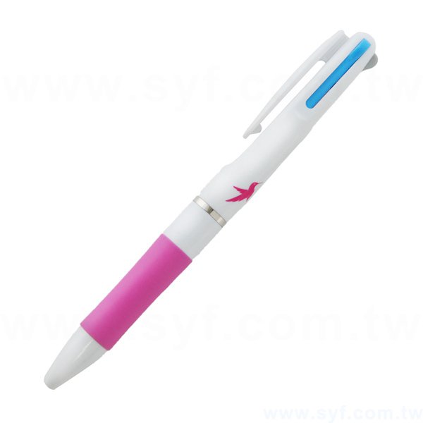多色廣告筆-三色筆芯白桿防滑筆管-多色原子筆-五款筆桿可選_1