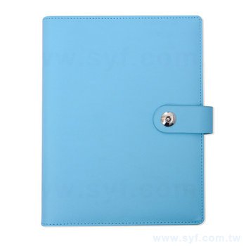 25K簡約十字紋工商日誌-Tiffany藍綠色磁扣活頁筆記本-可訂製內頁及客製化加印LOGO_0