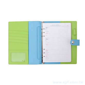 25K簡約十字紋工商日誌-Tiffany藍綠色磁扣活頁筆記本-可訂製內頁及客製化加印LOGO_2