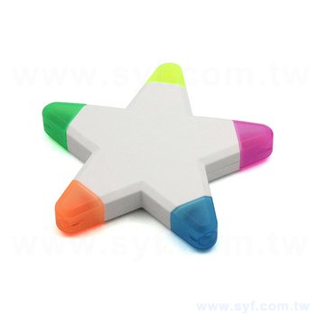 星星造型五色螢光筆-開蓋式螢光筆-可客製化印刷logo_0