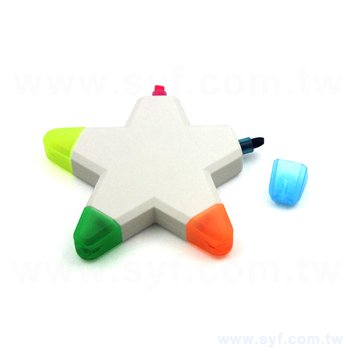 星星造型五色螢光筆-開蓋式螢光筆-可客製化印刷logo_1