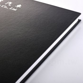 筆記本-尺寸16K黑色柔紋皮方背精裝硬殼-燙印封面-客製化記事本_5