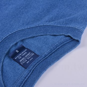 丹寧風短袖半精梳棉圓T-Shirt+口袋-可客製化衣服訂作/印刷企業LOGO或宣傳標語_2