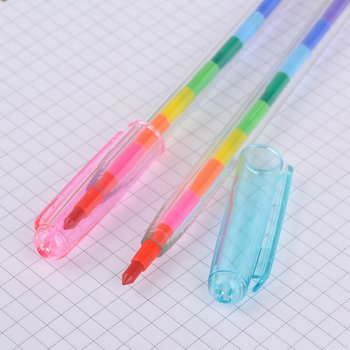 色鉛筆-彩虹11色筆芯環保禮品-透明筆管替換式廣告筆_2