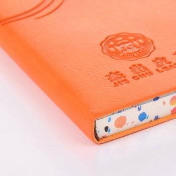 時尚壓紋工商日誌-尺寸10.5x15cm直式PU筆記本-可訂製內頁及客製化加印LOGO-橘_1