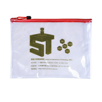 單層拉鍊袋-PVC網格拉鍊材質W34xH24cm-一面網格一面透明PVC印刷_0