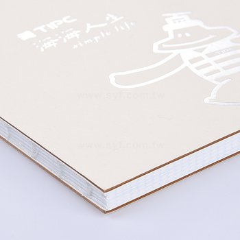 筆記本-尺寸25K裸背穿線精裝-封面白色麻絲紙燙印-客製化記事本-推薦款_4