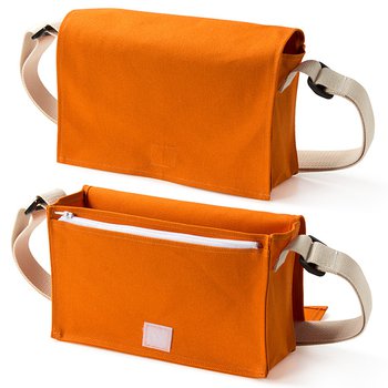 色帆布書包-中型斜揹書包/拉鍊夾層+染橘色-單面單色印刷_0