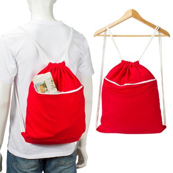 斜紋布後背包-大 150D/可選色/前拉鍊袋-單面單色束口背包_2