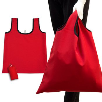 手提摺疊環保袋-150D斜紋布/可選色-單面單色印刷購物袋(附小收納袋)_1