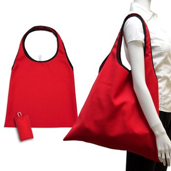 肩揹摺疊環保袋-150D斜紋布/可選色-單面單色印刷購物袋(附小收納袋)_1