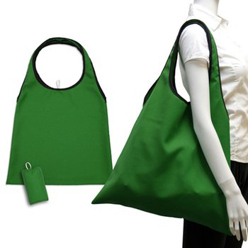 肩揹摺疊環保袋-150D斜紋布/可選色-單面單色印刷購物袋(附小收納袋)_4