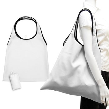肩揹摺疊環保袋-150D斜紋布/可選色-單面單色印刷購物袋(附小收納袋)_5