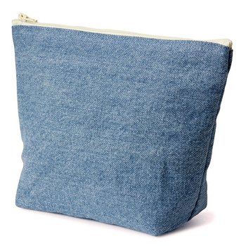 牛仔布化妝包-W21.5xH14.5xD8cm水藍有底拉鍊袋(寬底)-單面單色收納包印刷_0