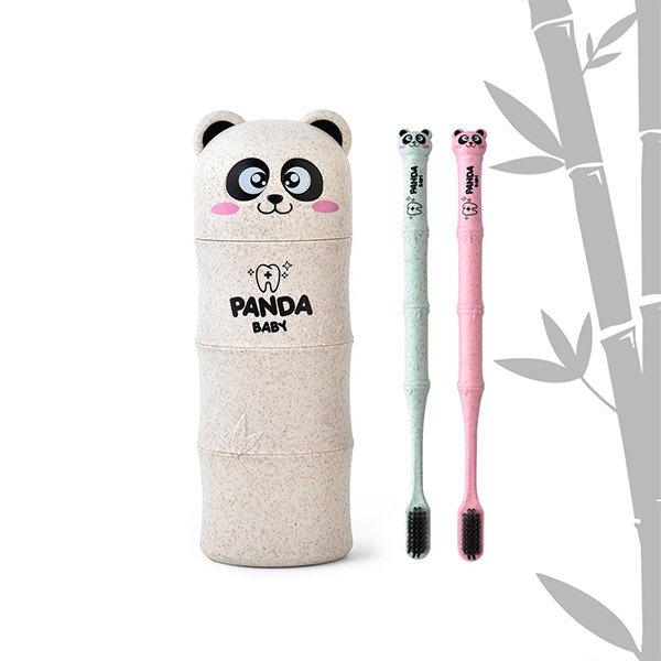 環保小麥熊貓造型旅行牙刷組-7