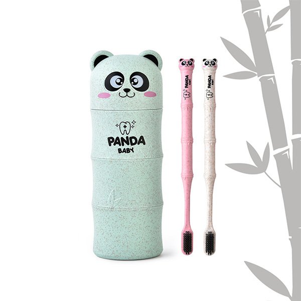 環保小麥熊貓造型旅行牙刷組-6