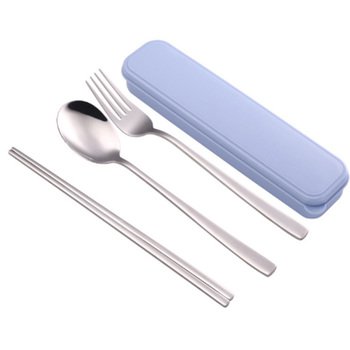 304不鏽鋼餐具3件組-筷.叉.匙-附塑膠收納盒-靜音卡扣設計_0