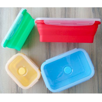 矽膠摺疊餐盒-四件組-可客製化印製LOGO_0
