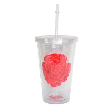 玫瑰變色附吸管塑膠隨手杯-可客製化印刷LOGO_0