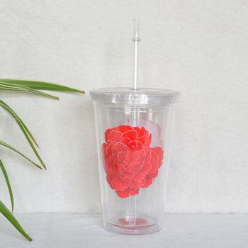 玫瑰變色附吸管塑膠隨手杯-可客製化印刷LOGO_2