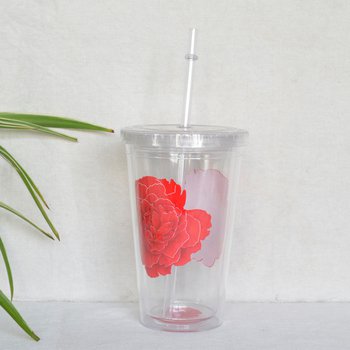 玫瑰變色附吸管塑膠隨手杯-可客製化印刷LOGO_3