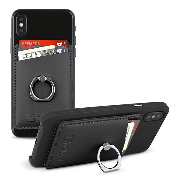 RFID皮革手機背貼卡套-附手機架_3