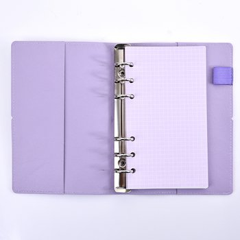 32K馬卡龍紫色工商日誌-綁帶PU皮革活頁筆記本-可訂製內頁及客製化加印LOGO_1