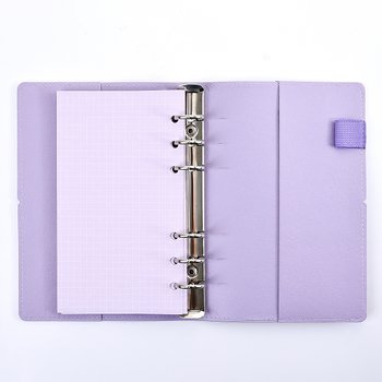 32K馬卡龍紫色工商日誌-綁帶PU皮革活頁筆記本-可訂製內頁及客製化加印LOGO_2