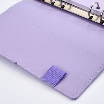 32K馬卡龍紫色工商日誌-綁帶PU皮革活頁筆記本-可訂製內頁及客製化加印LOGO_3