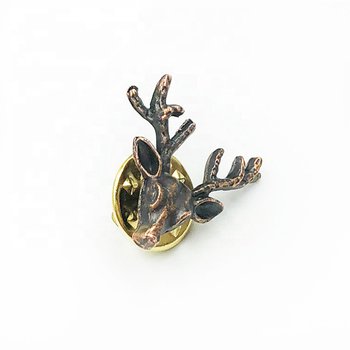 立體仿古銅鋅合金屬徽章-蝴蝶帽胸章-麋鹿造型_3